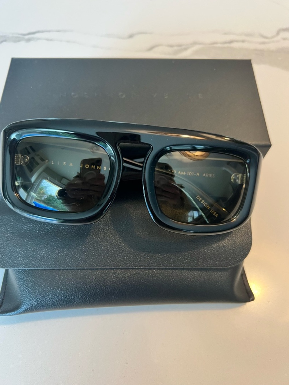 Elisa Johnson Aries Sunglasses in Gloss Black - Picture 7 of 7